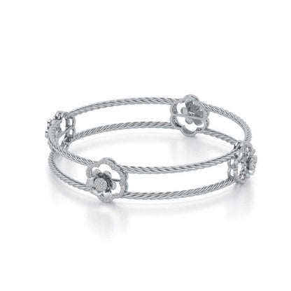The Bloomy Silver Bangles - White Gold - Image 2