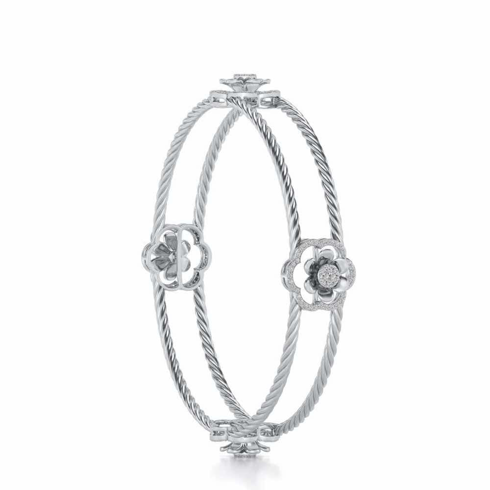 The Bloomy Silver Bangles - White Gold - Image 3