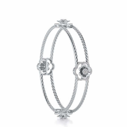 The Bloomy Silver Bangles - White Gold - Image 3