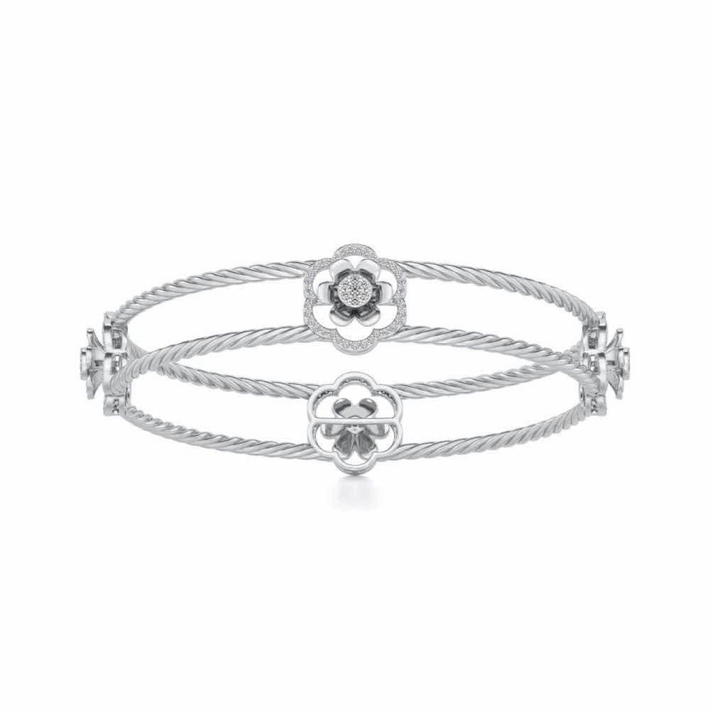 The Bloomy Silver Bangles - White Gold - Image 4