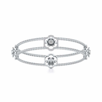 The Bloomy Silver Bangles - White Gold - Image 4