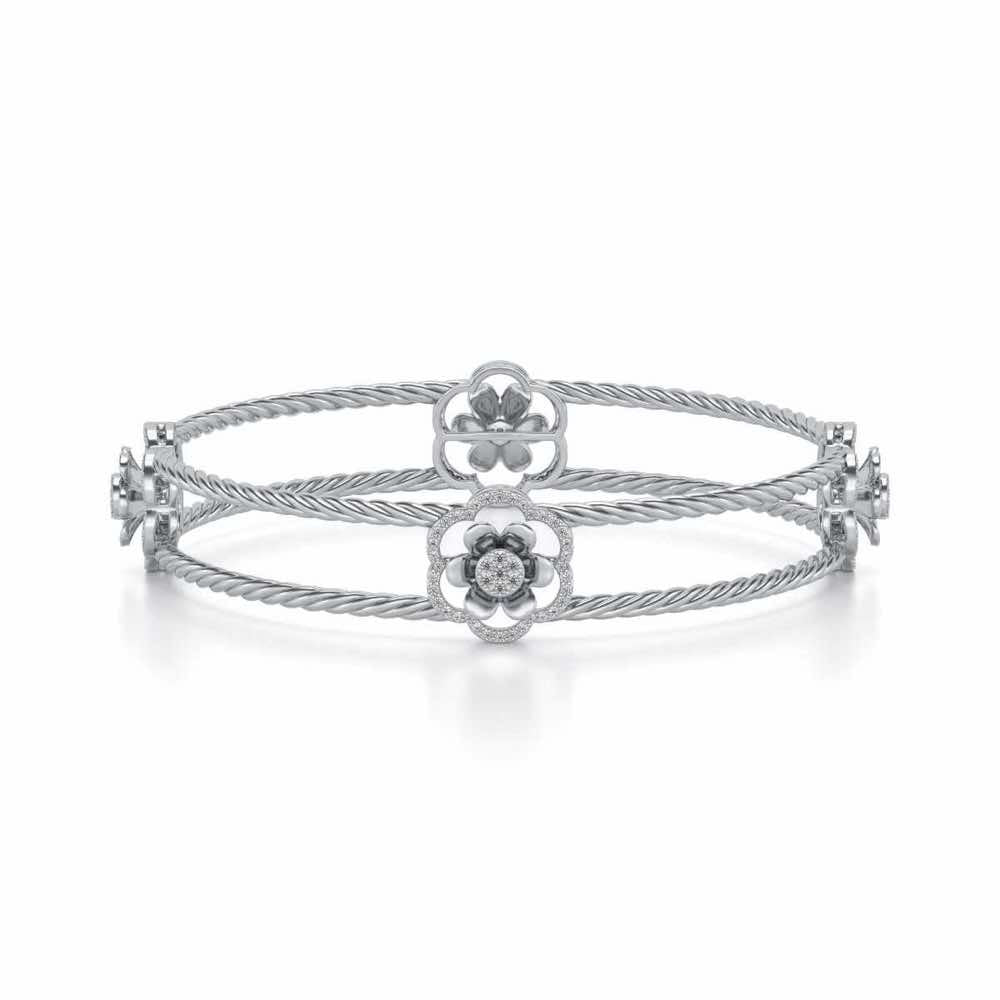 The Bloomy Silver Bangles - White Gold - Image 5