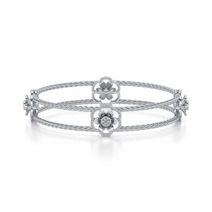 The Bloomy Silver Bangles - White Gold - Image 5