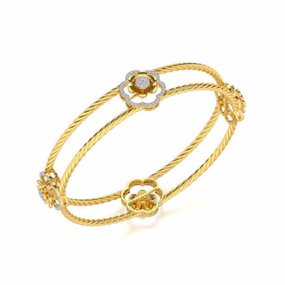 The Bloomy Silver Bangles - Yellow Gold - Image 1