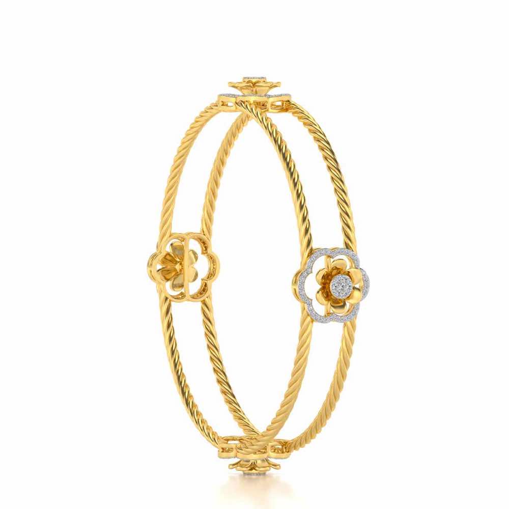 The Bloomy Silver Bangles - Yellow Gold - Image 3