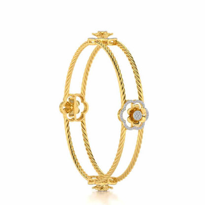 The Bloomy Silver Bangles - Yellow Gold - Image 3