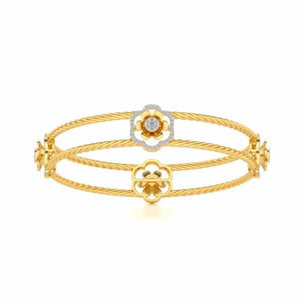 The Bloomy Silver Bangles - Yellow Gold - Image 4