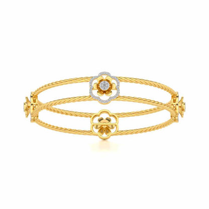 The Bloomy Silver Bangles - Yellow Gold - Image 4