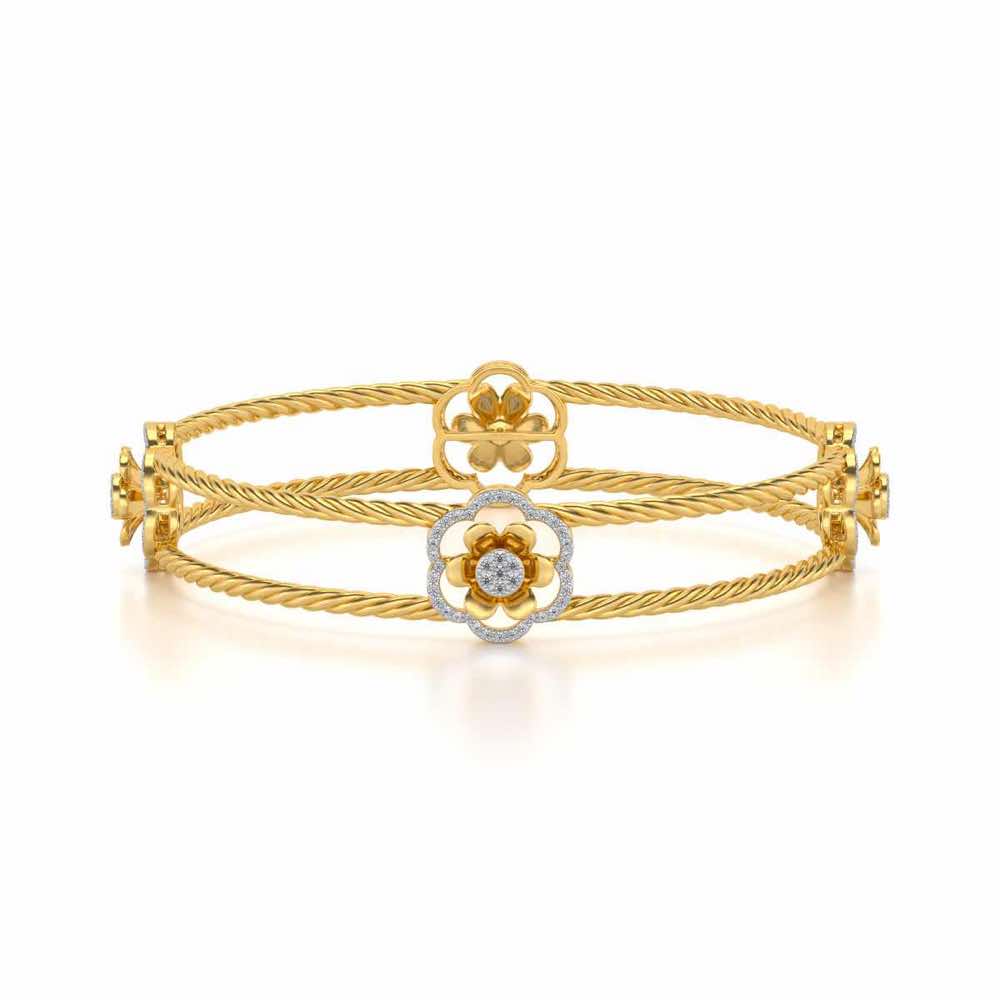 The Bloomy Silver Bangles - Yellow Gold - Image 5