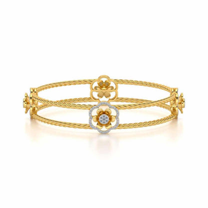The Bloomy Silver Bangles - Yellow Gold - Image 5
