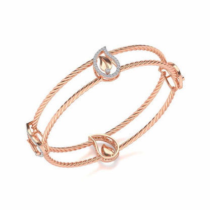 The Leafy Silver Bangles - Rose Gold - Image 1