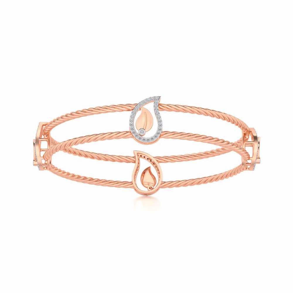 The Leafy Silver Bangles - Rose Gold - Image 4