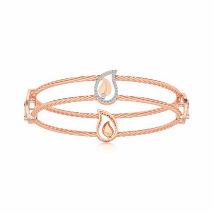 The Leafy Silver Bangles - Rose Gold - Image 4