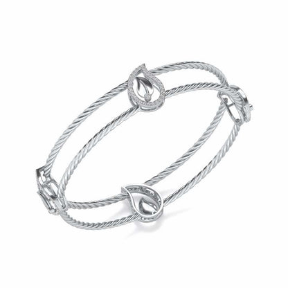 The Leafy Silver Bangles - White Gold - Image 1