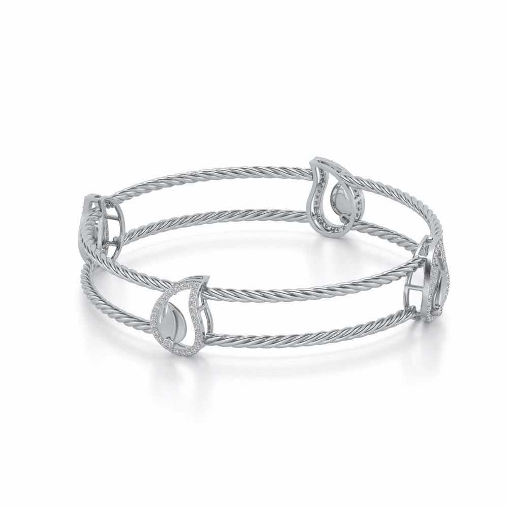 The Leafy Silver Bangles - White Gold - Image 2