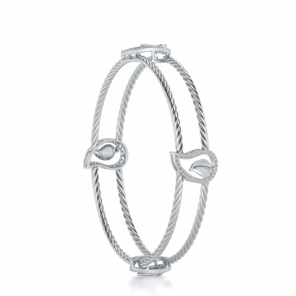 The Leafy Silver Bangles - White Gold - Image 3