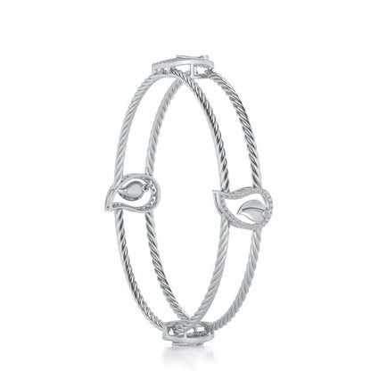 The Leafy Silver Bangles - White Gold - Image 3