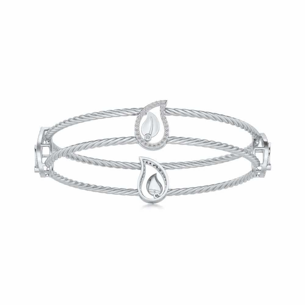 The Leafy Silver Bangles - White Gold - Image 4