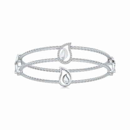 The Leafy Silver Bangles - White Gold - Image 4