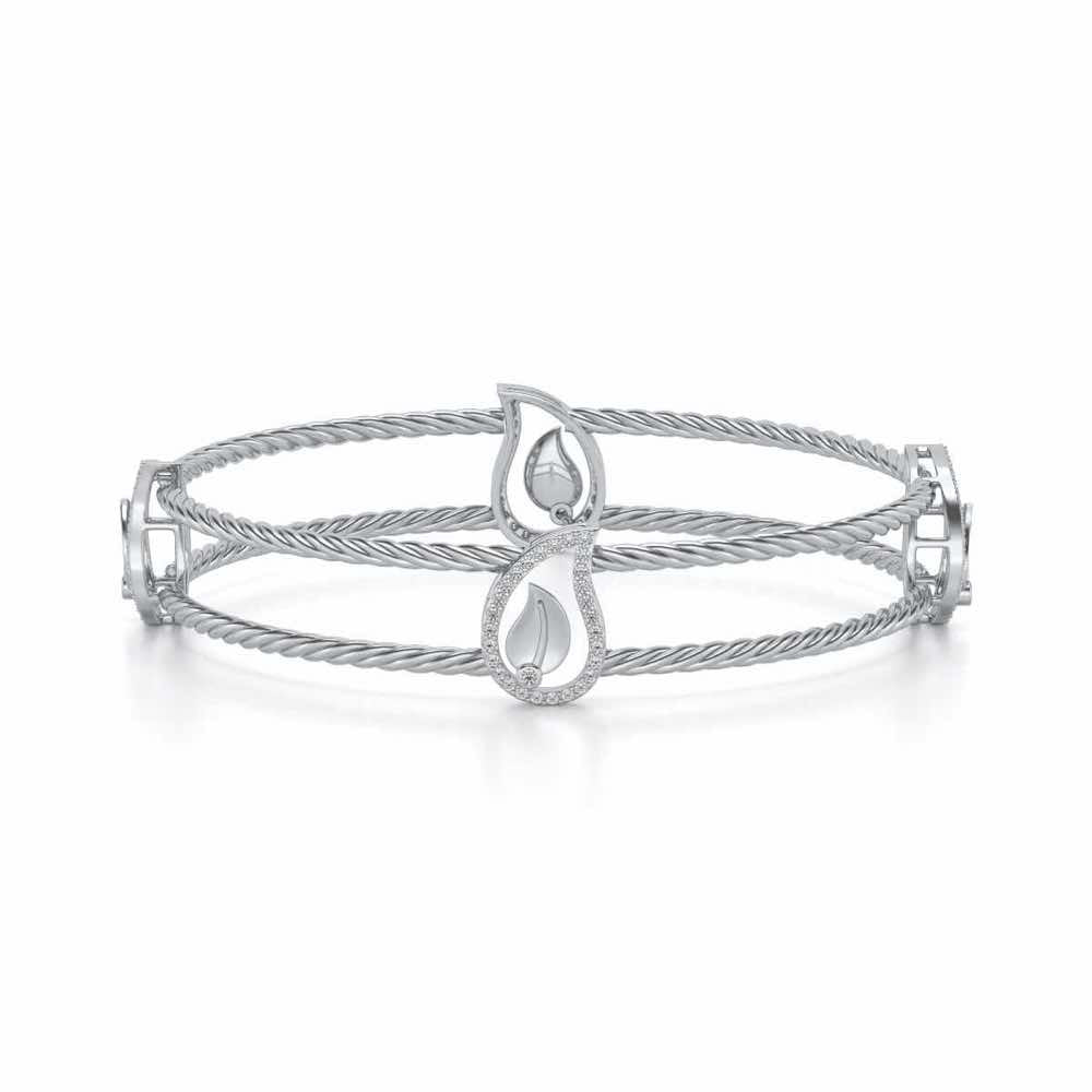The Leafy Silver Bangles - White Gold - Image 5