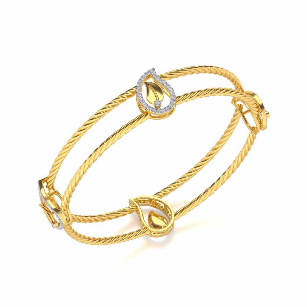 The Leafy Silver Bangles - Yellow Gold - Image 1