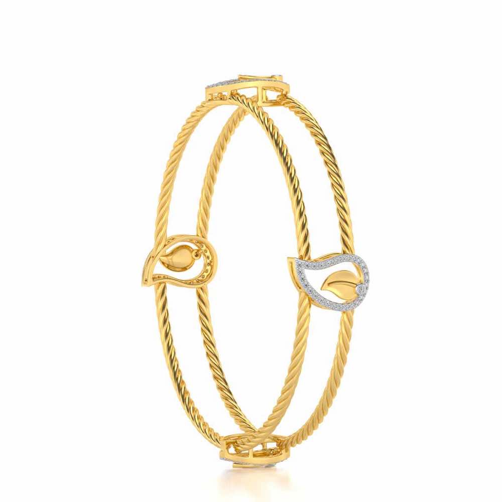 The Leafy Silver Bangles - Yellow Gold - Image 3