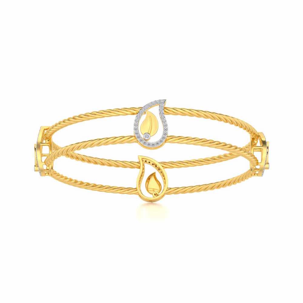 The Leafy Silver Bangles - Yellow Gold - Image 4