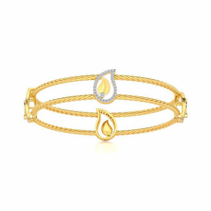 The Leafy Silver Bangles - Yellow Gold - Image 4