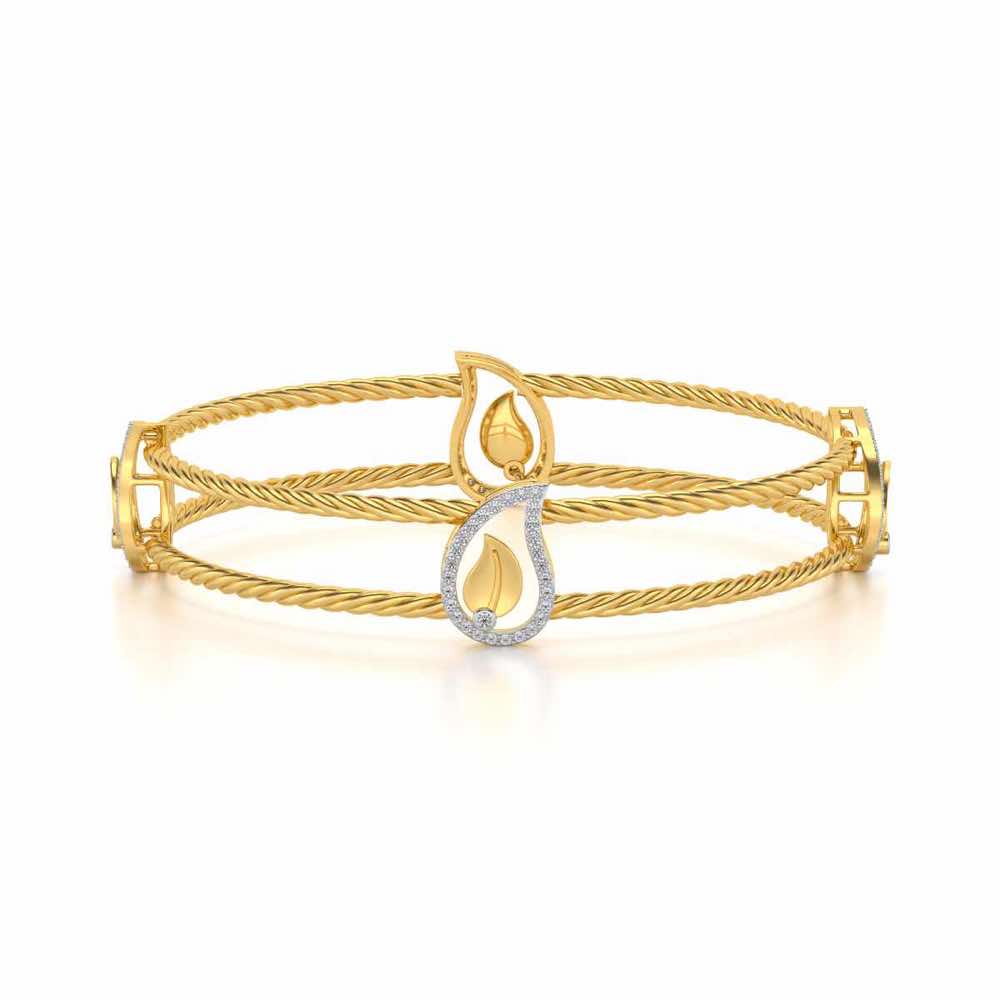 The Leafy Silver Bangles - Yellow Gold - Image 5