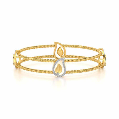 The Leafy Silver Bangles - Yellow Gold - Image 5