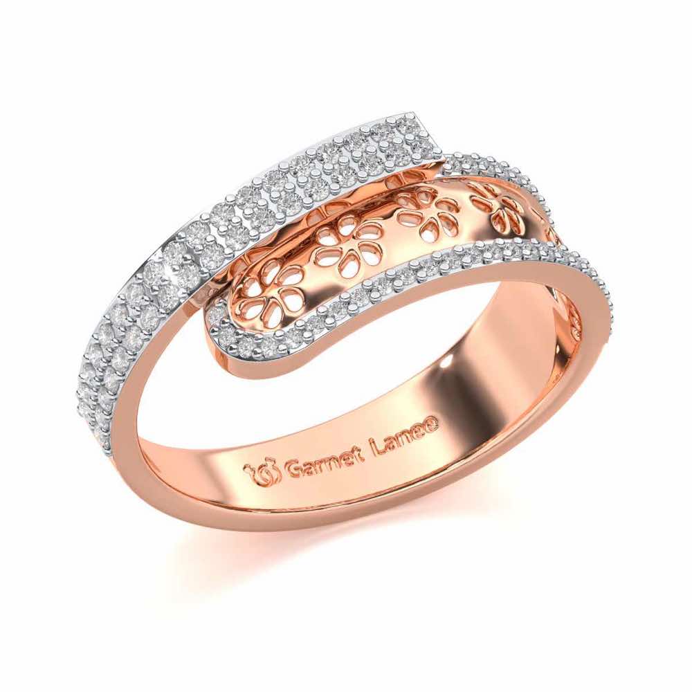 The Overlap Silver Band Ring - Rose Gold - Image 1