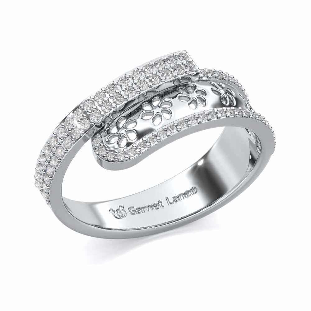 The Overlap Silver Band Ring - White Gold - Image 1