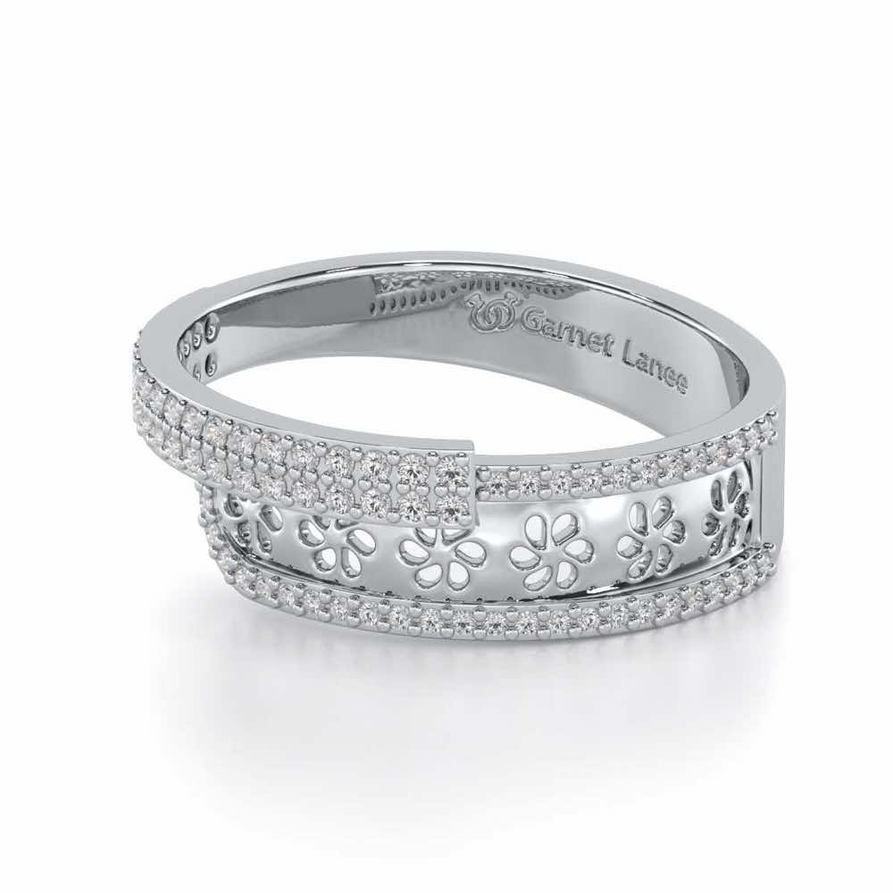 The Overlap Silver Band Ring - White Gold - Image 2