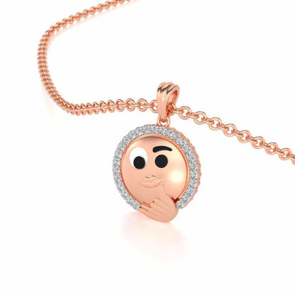 Thinking Face Silver Pendant - Rose Gold - Image 2