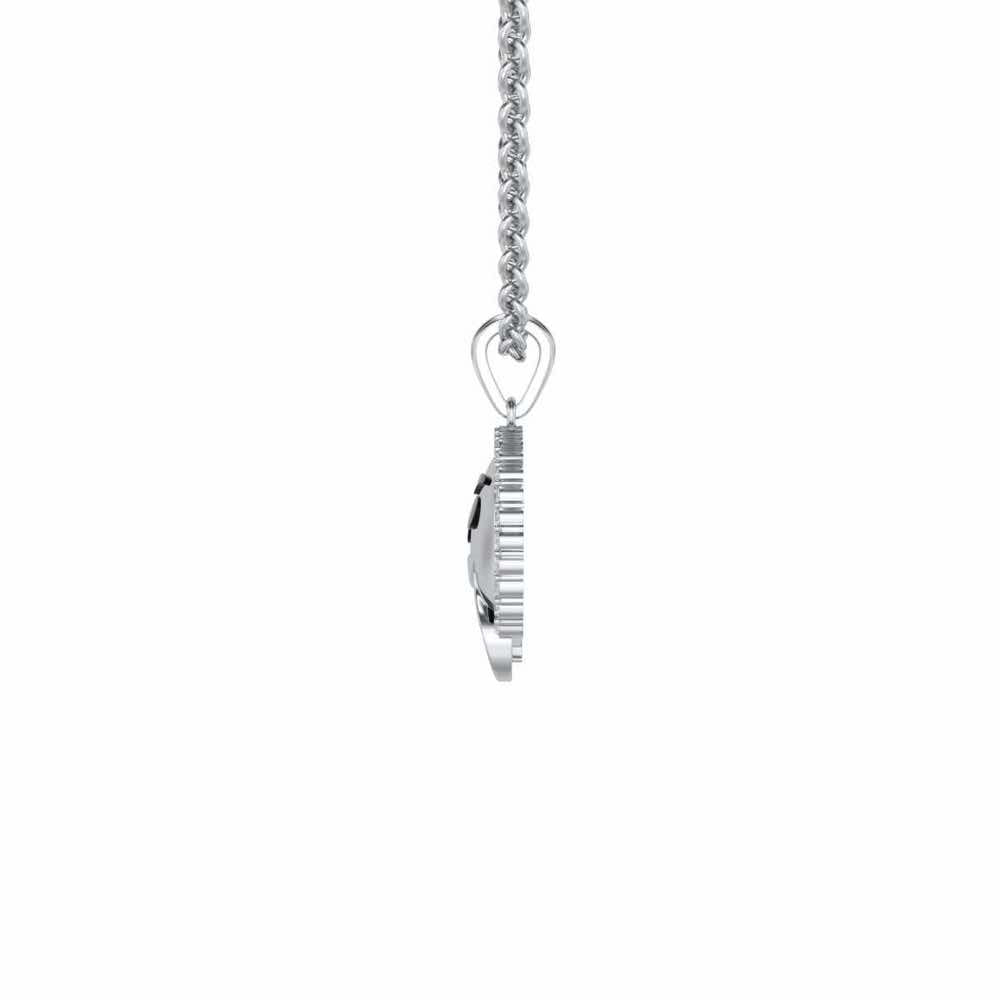 Thinking Face Silver Pendant - White Gold - Image 3
