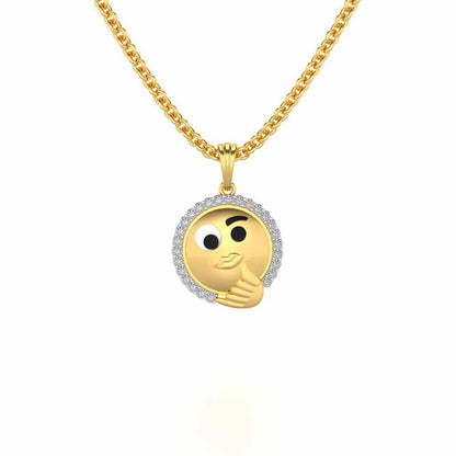 Thinking Face Silver Pendant - Yellow Gold - Image 1