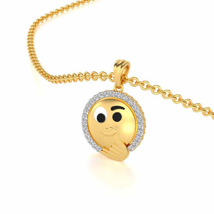 Thinking Face Silver Pendant - Yellow Gold - Image 2