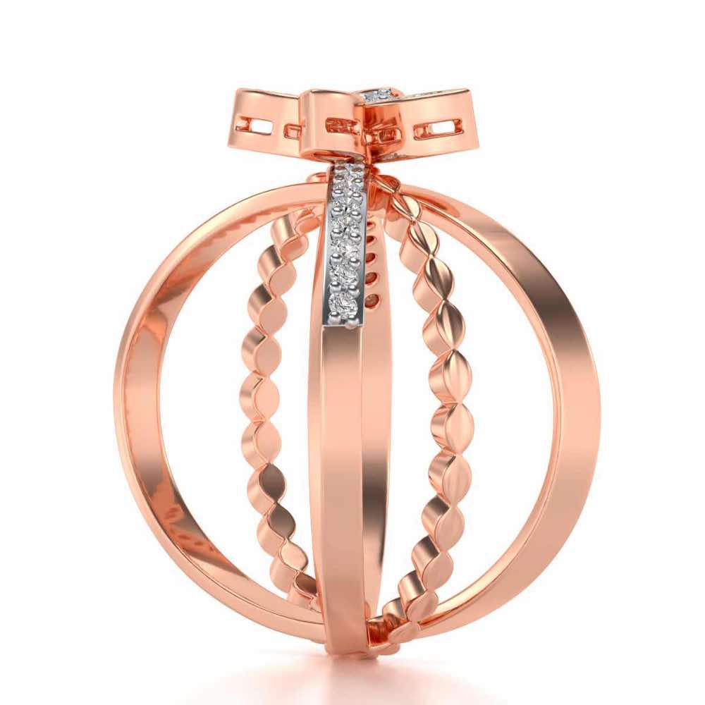 Three Branch Flower Silver Ring - Rose Gold - Image 3