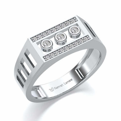 Three Dots Ring For Men - White Gold - Image 1