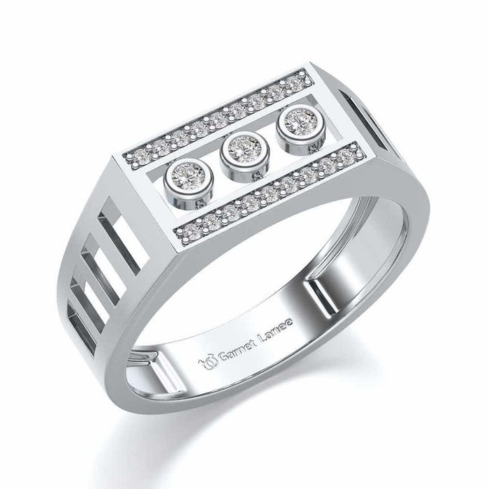 Three Dots Ring For Men - White Gold - Image 1