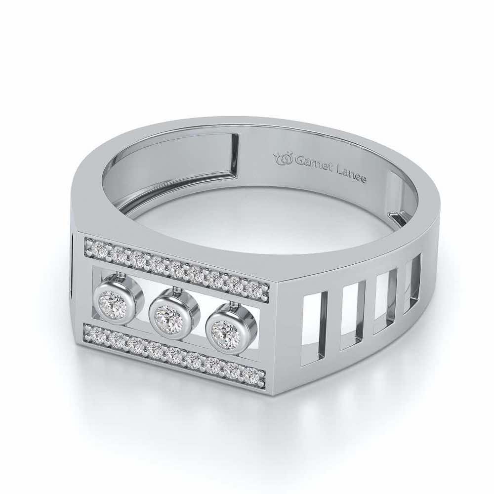 Three Dots Ring For Men - White Gold - Image 2