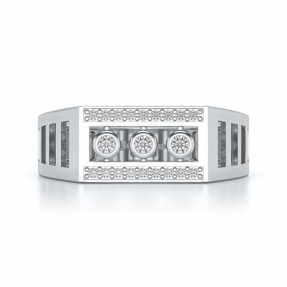 Three Dots Ring For Men - White Gold - Image 4