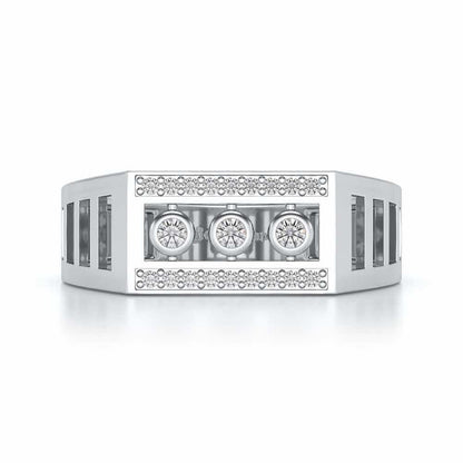 Three Dots Ring For Men - White Gold - Image 4