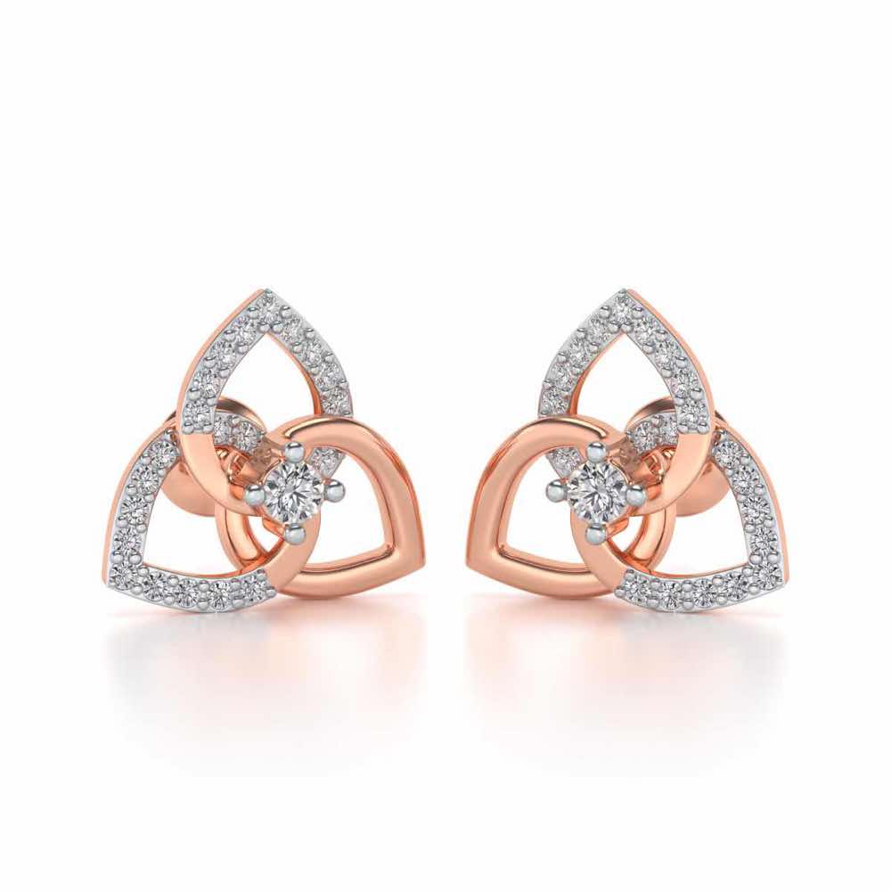 Three Petal Silver Studs - Rose Gold - Image 1