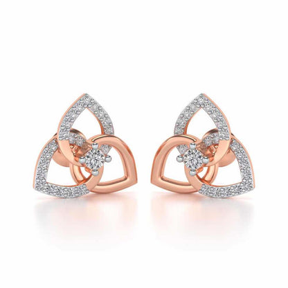 Three Petal Silver Studs - Rose Gold - Image 1