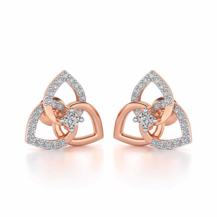 Three Petal Silver Studs - Rose Gold - Image 1