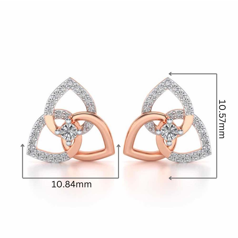 Three Petal Silver Studs - Rose Gold - Image 2