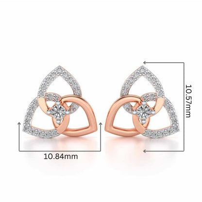 Three Petal Silver Studs - Rose Gold - Image 2