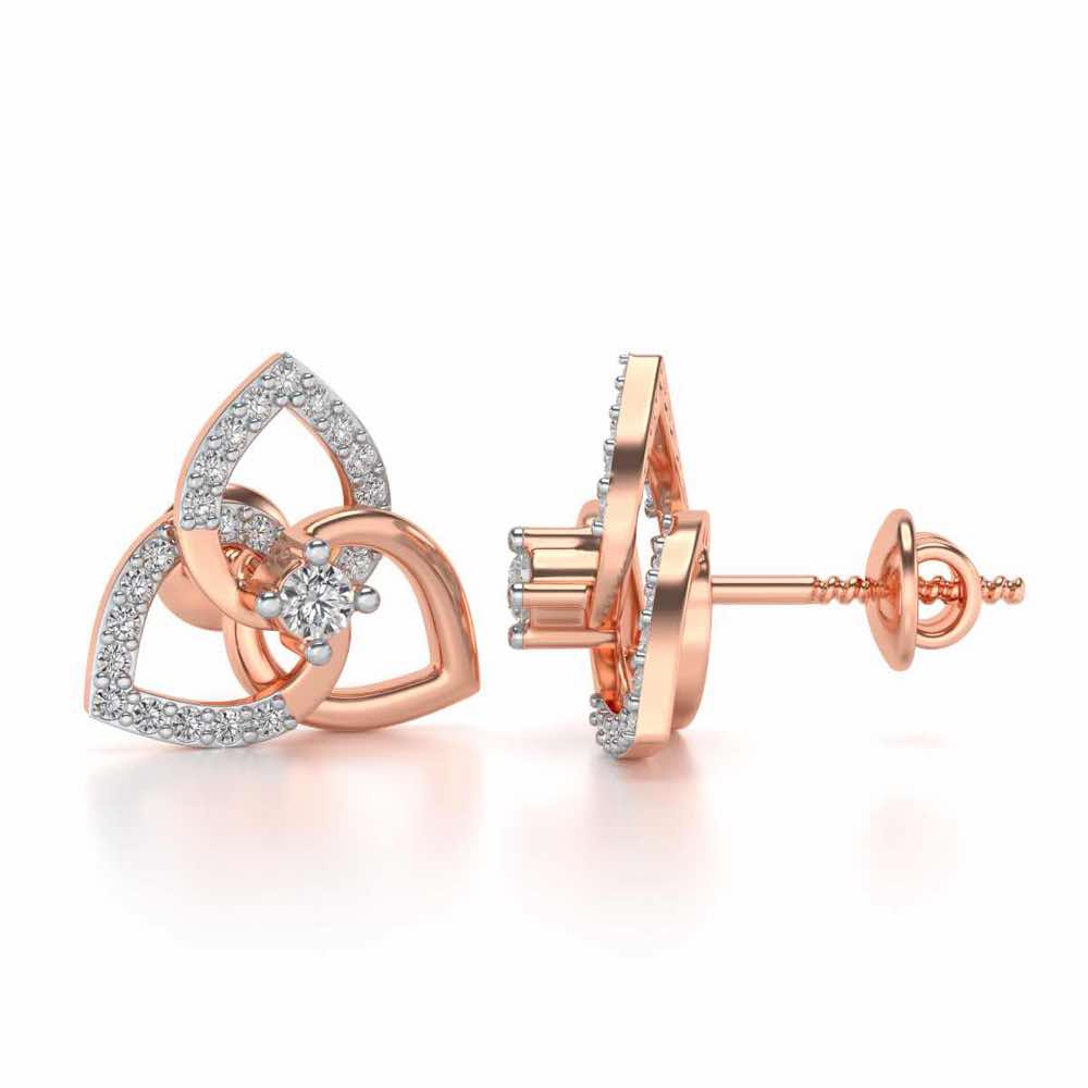 Three Petal Silver Studs - Rose Gold - Image 4