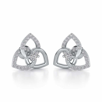 Three Petal Silver Studs - White Gold - Image 1